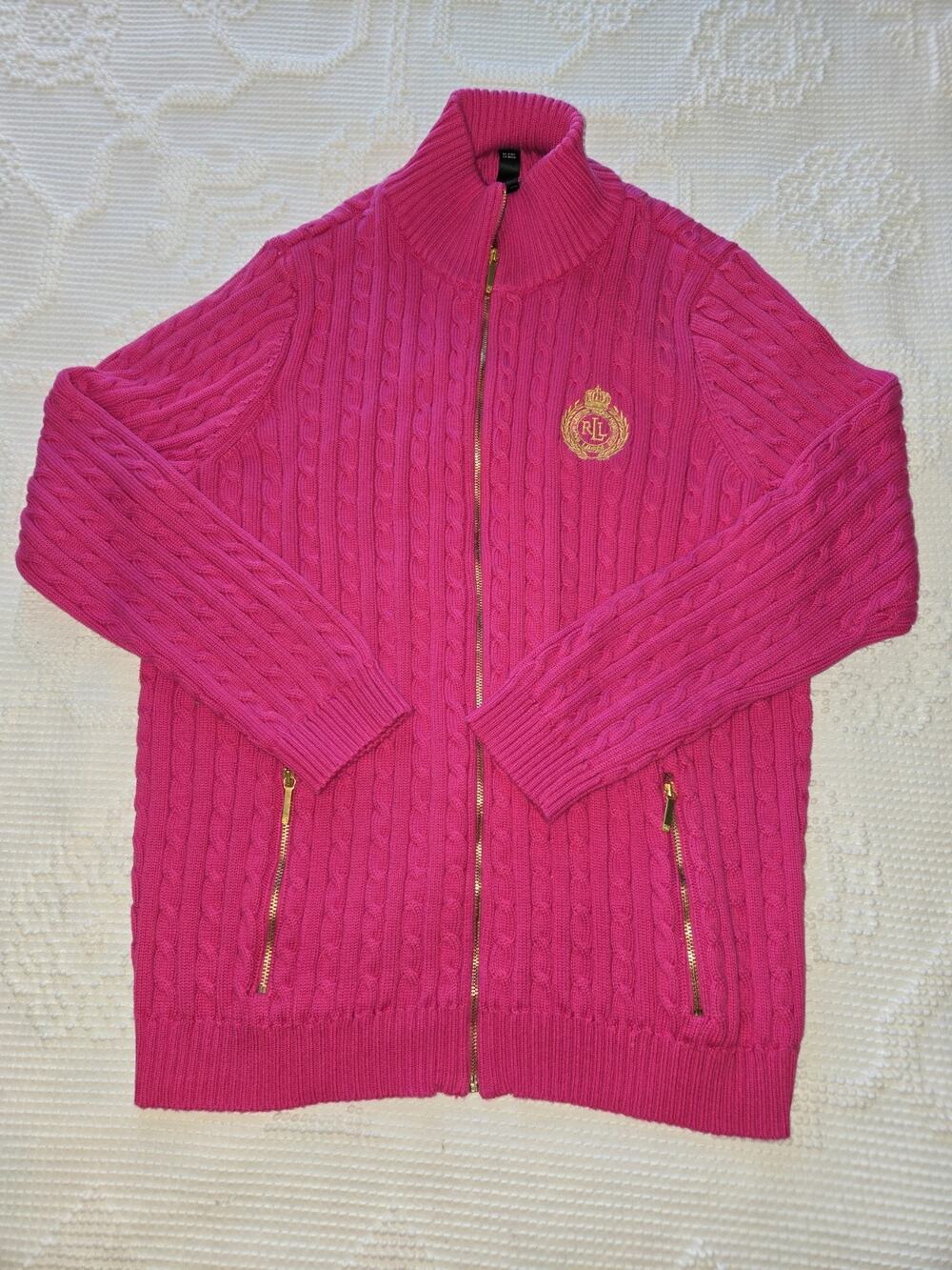 Lauren Ralph Lauren Women’s Cardigan Cable Knit Full Zip Mock Neck Sweater 2X